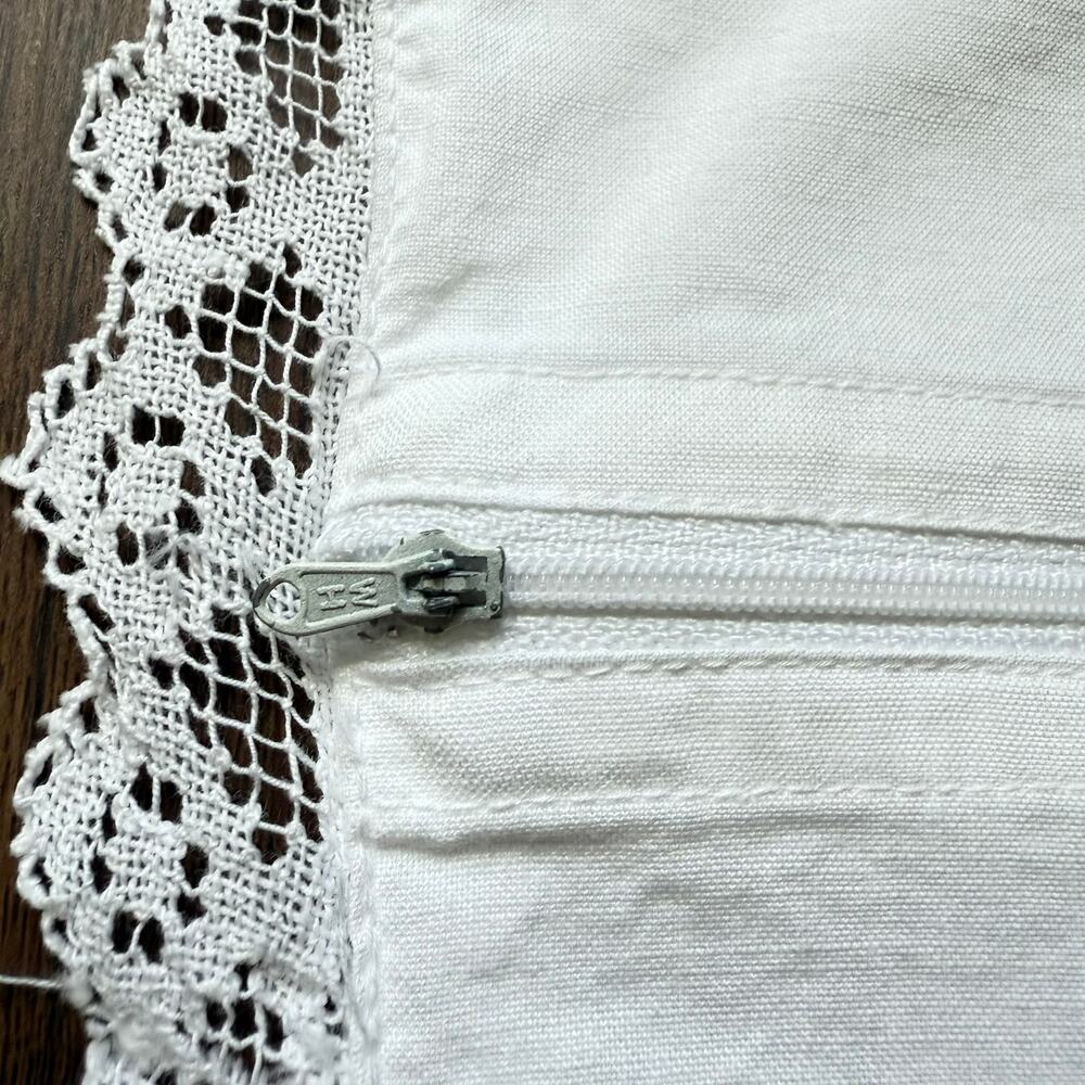 Elegant Cream Embroidered Lace Accent Pillow - Picture 7 of 12